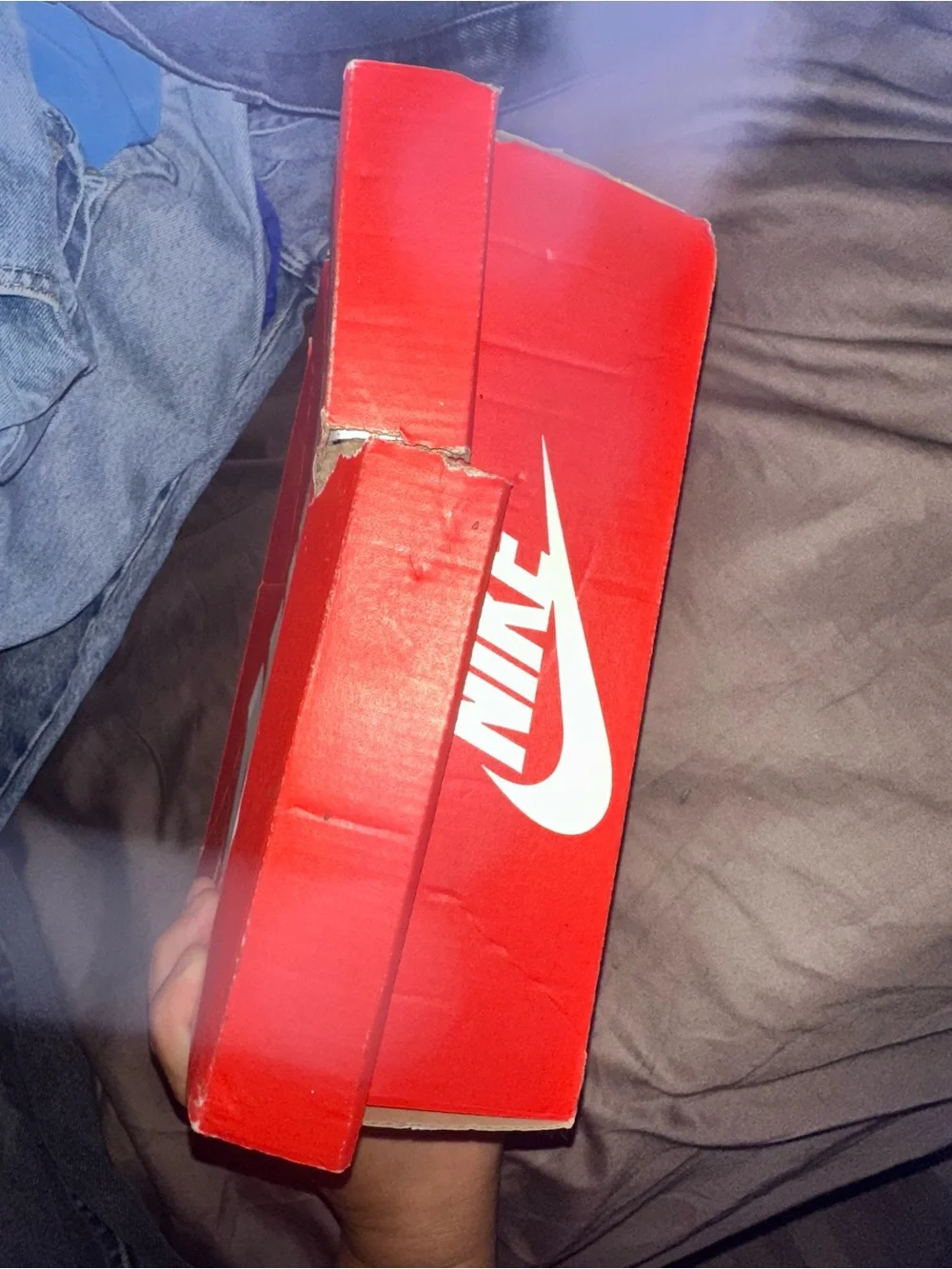 Nike Kids White Sneaker with Red Swoosh